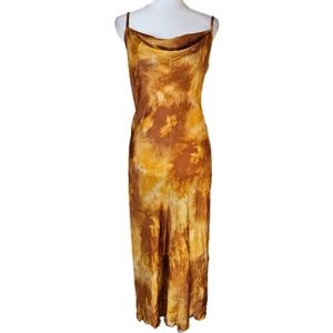 Bebe Cowl Neck Midi Slip Dress Women's Medium Spaghetti Strap 90s Fairy Grunge